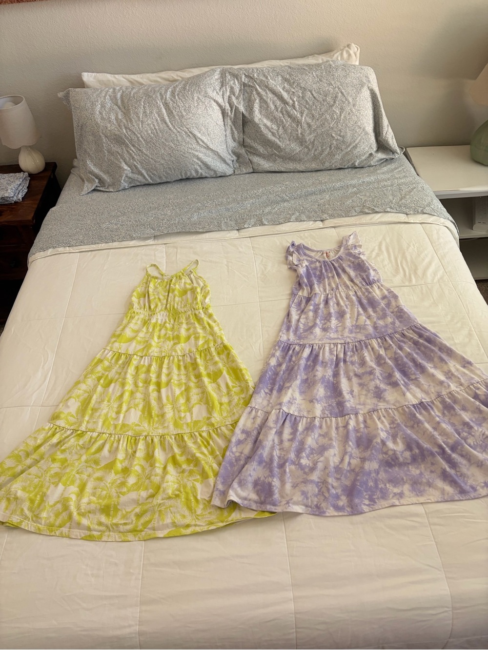 Old Navy Cat & Jack Girls' Tie-Dye Tiered Maxi Dress in Lavender and Lemon lot